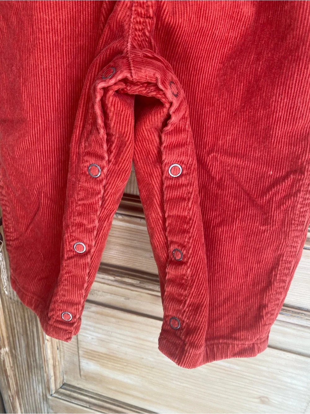 077–Vintage Baby Gap Dark Orange Corduroy Overalls with Adjustable Straps